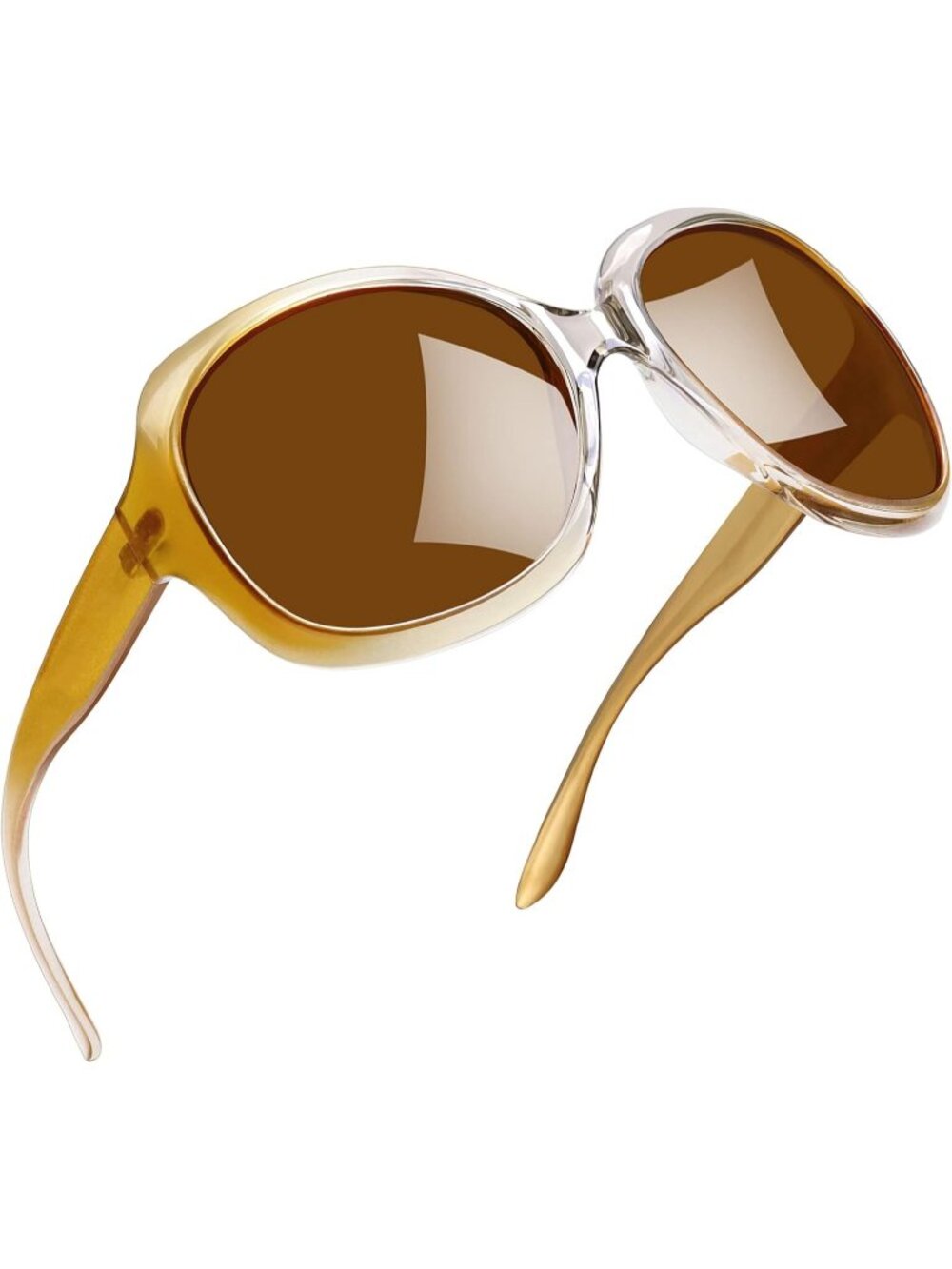 Women's Brown Polarized UV Protection Sun Glasses Trendy Big Wide Shades Driving